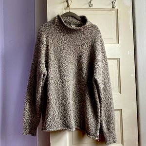 J Crew Cotton Knit Roll Neck Sweater- Green Heather size L